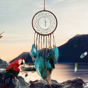 Materiale organico di Attaccatura di Parete Della Decorazione Handmade Del Turchese Pietra Piuma <span class=keywords><strong>Macrame</strong></span> Dream Catcher - Product Image 6