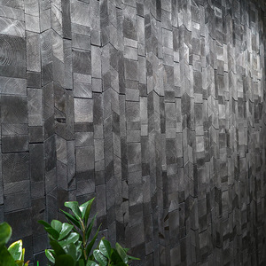 แผ่นไม้โมเสคตกแต่งผนังสีดำด้านแบบหรูหราทันสมัย สำหรับห้องนอน ห้องรับประทานอาหาร ห้องพักนักศึกษา ศิลปะโมเสคติดผนัง - Product Image 5