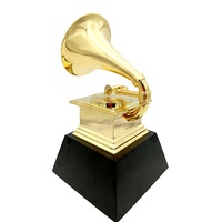 Réplica de Premio Grammy de Lujo de 22 cm, Trofeo de Metal Personalizado con Base de Madera, Trofeo Grammy Premium con Caja de Presentación