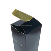 Boîte en papier cosmétique noire mate avec dorure à chaud, impression personnalisée, code-barres et instructions pour l'emballage de flacons d'huile capillaire
