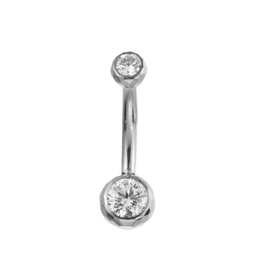 <span class=keywords><strong>Piercing</strong></span> <span class=keywords><strong>all</strong></span>'<span class=keywords><strong>Ombelico</strong></span> Fuxuan in Titanio ASTM F136 con Filettatura Interna e Due Pietre di Zirconio - Product Image 3