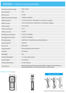 पोर्टेबल जल गुणवत्ता परीक्षक विश्वसनीय पीएच मीटर सेंसर औद्योगिक उपयोग ओएम/ओडम उच्च सटीकता 0.02 - Product Image 6