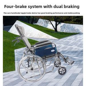 Fauteuil roulant ergonomique pour soins infirmiers, pliable manuellement, ultra-léger, avec cadre en acier, à propulsion manuelle, pour personnes âgées - Product Image 3