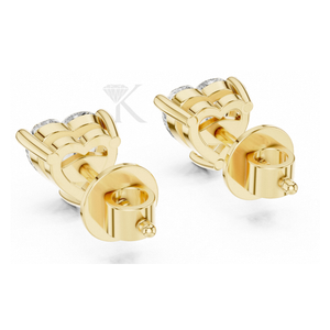 ต่างหูเพชรทรงหัวใจแบบเต็มเม็ด ประดับด้วยตัวเรือนเงิน 3 ขา พร้อมตัวล็อคแบบเกลียว หรูหรา สง่างาม เรียบง่าย - Product Image 2