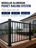 Système de balustrade résidentiel en aluminium noir à piquets verticaux en acier inoxydable pour porche, balcon, patio, terrasse et escalier