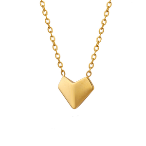 สร้อยคอรูปหัวใจโอริกามิสแตนเลสสตีล |   เคลือบทอง 18K ด้วยเทคนิค PVD |   ดีไซน์คลาสสิก |   ป้องกันการแพ้และกันน้ำ - Product Image 1