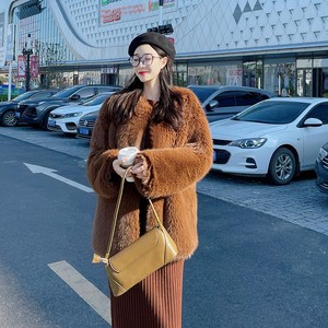 <span class=keywords><strong>Manteau</strong></span> en fausse fourrure <span class=keywords><strong>de</strong></span> renard tissée <span class=keywords><strong>de</strong></span> couleur unie pour femme, col rond, devant ouvert, cardigan décontracté d'hiver, veste moelleuse - Product Image 3