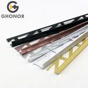 Cina Ghonor emas 8Mm 10 Mm 12Mm bentuk L logam Aluminium ubin L berbentuk strip logam Aluminium Trim profil 10 Mm kualitas tinggi