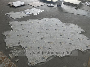 壁と床の装飾用のカスタム扇形花柄ガラスカットモザイク壁画 - Product Image 5