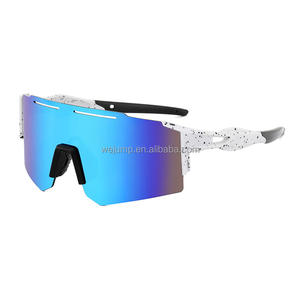WEJUMP Lunettes de sport personnalisées pour l'extérieur, cyclisme, coupe-vent, lunettes de soleil anti-UV, verres rouges argentés roses et gris, lunettes de sécurité - Product Image 1