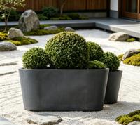 Pot Bunga Patung Furnitur Urban Bentuk Telur, Ukuran Kustom, Lukisan Tangan Seni Rakyat, Tahan Air, Fiberglass Abu-abu Besar Fangzhen