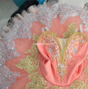 Tutú de ballet <span class=keywords><strong>naranja</strong></span> de competición profesional de alta calidad de 9-12 capas para niñas - Product Image 4