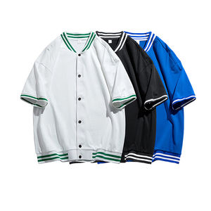 New Ins Uniformes de baseball personnalisés pour les jeunes Maillot de coton à fond côtelé à simple boutonnage Design respirant et décontracté - Product Image 1