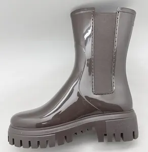 Basic Style Raining Boot Outside Use Rubber Sole Fashion Design Simple Style Midi Higher