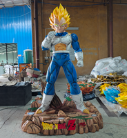 Statue sculptée artistique grandeur nature 1:1 de Vegeta SSJ de Dragon Ball Z avec base LED en résine, objet de collection anime