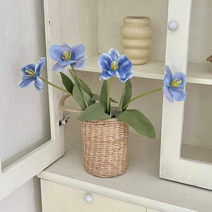 Fleurs artificielles en soie de tulipes, haute simulation, blanc, rose, bleu glace, pour décoration de vase, accessoires de mariage, printemps - Product Image 3