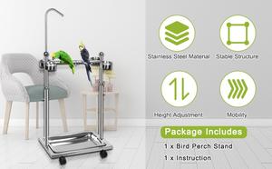 Kuşlar kafes aksesuarları kuş papağan standı paslanmaz çelik standı kuş kafesi kek üçgen standı papağan - Product Image 5