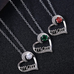 CAOSHI Día DE LA MADRE amor corazón circón diamante collares el mejor regalo <span class=keywords><strong>para</strong></span> la madre encantos colgante plata Color mamá collar mujeres - Product Image 4