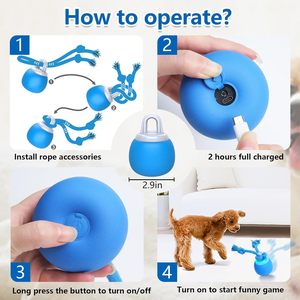 Jouet pour <span class=keywords><strong>chien</strong></span> en <span class=keywords><strong>plastique</strong></span> rechargeable interactif activé par le toucher, <span class=keywords><strong>balle</strong></span> en caoutchouc active qui roule pour les chiots et les chiens de taille moyenne - Product Image 5