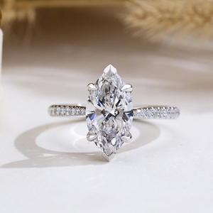 Messi Jewelry MSR-2141 14K Gold Marquise Shape Cathedral Setting Lab Grown <b>Diamond</b> <b>Ring</b> Engagement <b>ring</b> - Product Image 1
