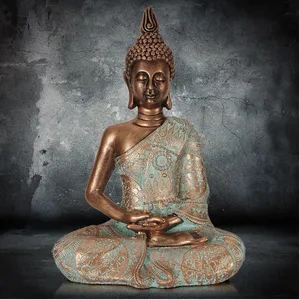 Artesanía Religiosa de Resina, Estatua de <span class=keywords><strong>Buda</strong></span> Sentado Tailandés, Escultura de Dios Hindú, Meditación para Decoración del Hogar y Sala de Estar - Product Image 4