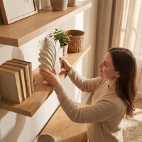 Vente en gros, prêt à expédier, ornement de table 3D fait main minimaliste, décoration moderne pour la maison, sculpture de feuille Wabi Sabi, vase en céramique