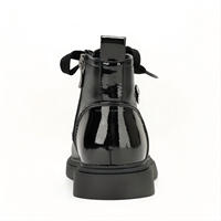 Bottes Martin noires vernies à strass et papillons pour filles, à lacets, avec fermeture éclair latérale, plates, chaudes, d'hiver, style princesse pour enfants