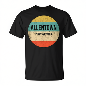 T-shirt Allentown Pennsylvania nera dal design vintage, taglia unisex per adulti - Product Image 2