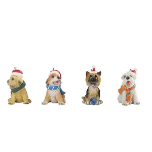 Tokoh Anime Mini Gantung Anjing Poly Resin Dekorasi Natal Promo Kustom