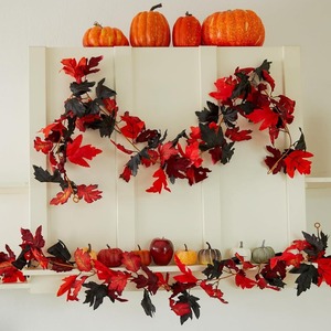 Nueva Decoración Negra de Halloween para el Hogar, Guirnalda de Hojas de Arce Artificial para Interiores, Adorno de Enredadera - Product Image 3