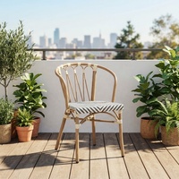 Chaise de bistrot français moderne pour l'extérieur, en tissu Texti-lene résistant aux UV, avec structure en aluminium, empilable et confortable pour hôtel et jardin