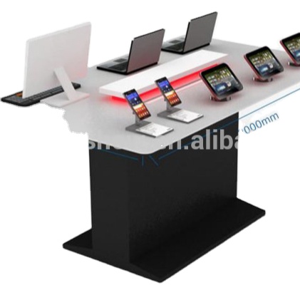 Wooden notebook computer promotion table computer store display computer shop design