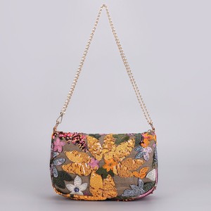 Elegant Embroidered <b>Canvas</b> Women's Handbag with Floral Pattern Zipper Closure Chain Strap for Daily Use - Product Image 4