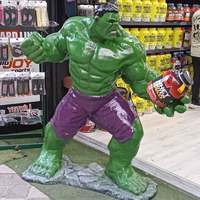 Figurines d'action de film de super-héros d'intérieur et d'extérieur à décor Muscle Man Statue Hulk grandeur nature en fibre de verre Sculpture en résine