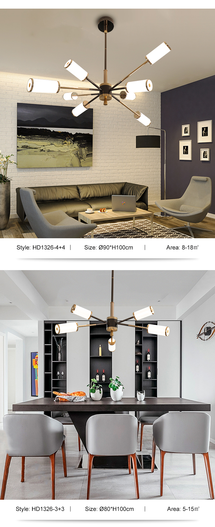 Modern Style Decoration Living Room 60W 80W 120W Modern Gold LED Chandelier Lamp