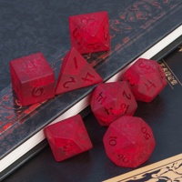 Ensemble de dés en verre gemme sculpté polyédrique avec logo personnalisable pour jeu de rôle Donjons et Dragons, boîte en cuir de 7 pièces