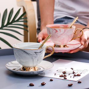 Ensemble tasse et soucoupe en céramique marbrée style nordique simple, vente en gros pour le thé anglais de l'après-midi, tasse et soucoupe romantiques pour couple - Product Image 6