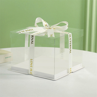 Großhandel Custom Tall Large Food Grade Ganzes transparentes Quadrat Drei in einer Geburtstags feier 16 X16 Obst kuchen box
