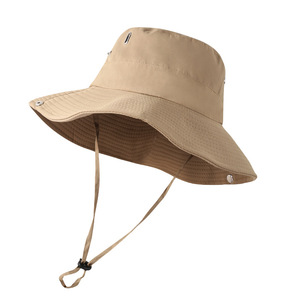 Unisex Canvas Bucket Hat Black Dark Gray Navy Blue Khaki Breathable Sun Protection Summer Fishing Outdoor Hat - Product Image 5