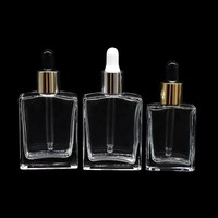 Parfum cosmétique Flacon compte-gouttes en verre carré clair 15ml 30ml 50ml 100ml Bouteille d’huile essentielle en verre