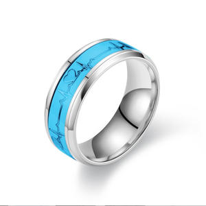 Anillo luminoso <span class=keywords><strong>de</strong></span> <span class=keywords><strong>acero</strong></span> <span class=keywords><strong>inoxidable</strong></span> y titanio para parejas, joyería <span class=keywords><strong>de</strong></span> moda, electrocardiograma, latido del corazón - Product Image 5