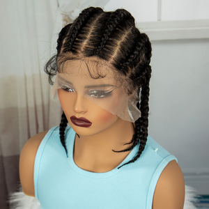 Perruques tressées cornrow synthétiques Full Lace Short Cute Bob Perruques pour femmes filles 14 pouces Lace Frontal Tressé Lace Perruque <span class=keywords><strong>avec</strong></span> des cheveux de bébé - Product Image 4