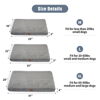 Nid de rectangle de chien lavable en mousse à mémoire de forme orthopédique imperméable de luxe doux
