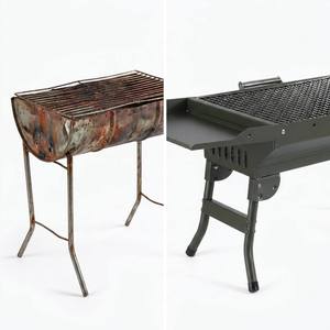 Barbecue au <span class=keywords><strong>charbon</strong></span> de bois vert pliable à pieds hauts, portable, pour table, avec deux étagères latérales pour la préparation, idéal pour <span class=keywords><strong>le</strong></span> camping - Product Image 6