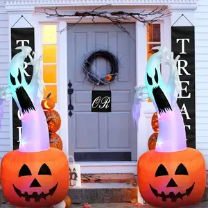 Ourwarm Airblown Projectie Pompoen Ghost Halloween Opblaasbare Met Led Verlichting Voor Halloween Outdoor Decoratie