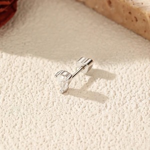 Minimalism 0.3CT Pear Cut Moissanite Helix Stud S925 Sterling Silver Neutral Heart Screw Stud <b>Earrings</b> for Women <b>Fine</b> Jewelry - Product Image 5
