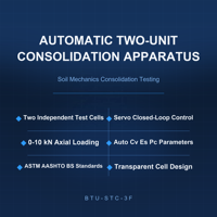 BTU Tam Otomatik İki Üniteli Konsolidasyon Cihazı 0-10kN ASTM D2435 D4546 AASHTO T216 BS 1377 İki Dijital Yer Değiştirme Sensörü