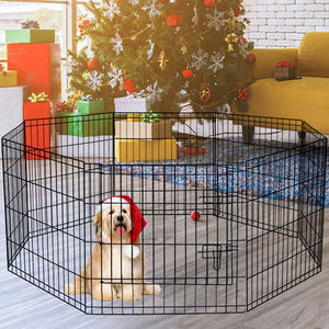 折りたたみ式 メタル ペット ケージ ドア付き 犬用 フェンス サークル プレイペン - Product Image 4