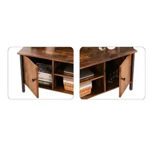 Wholesale Industrial Style Wooden Media Entertainment Center Television Unit TV Floor Table Stand Console Table With Storage