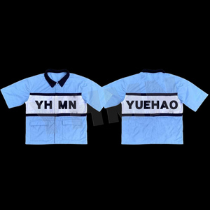 Completo Estivo Personalizzato da Uomo: <span class=keywords><strong>T</strong></span>-<span class=keywords><strong>shirt</strong></span> con Zip Oversize da Meccanico e Pantaloni a Zampa, Tuta Sportiva in Due Pezzi - Product Image 2